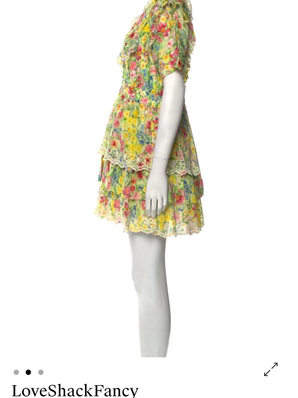 LoveShackFancy Yellow Floral Tiered Ruffle Dress - Picture 2 of 3